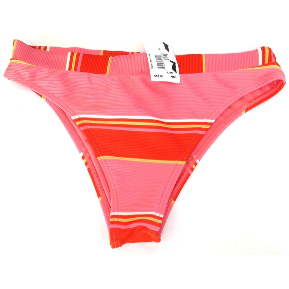 New BILLABONG Tan Lines Maui Rider Bikini Bottom Pink/Red Women's Sz L (12)